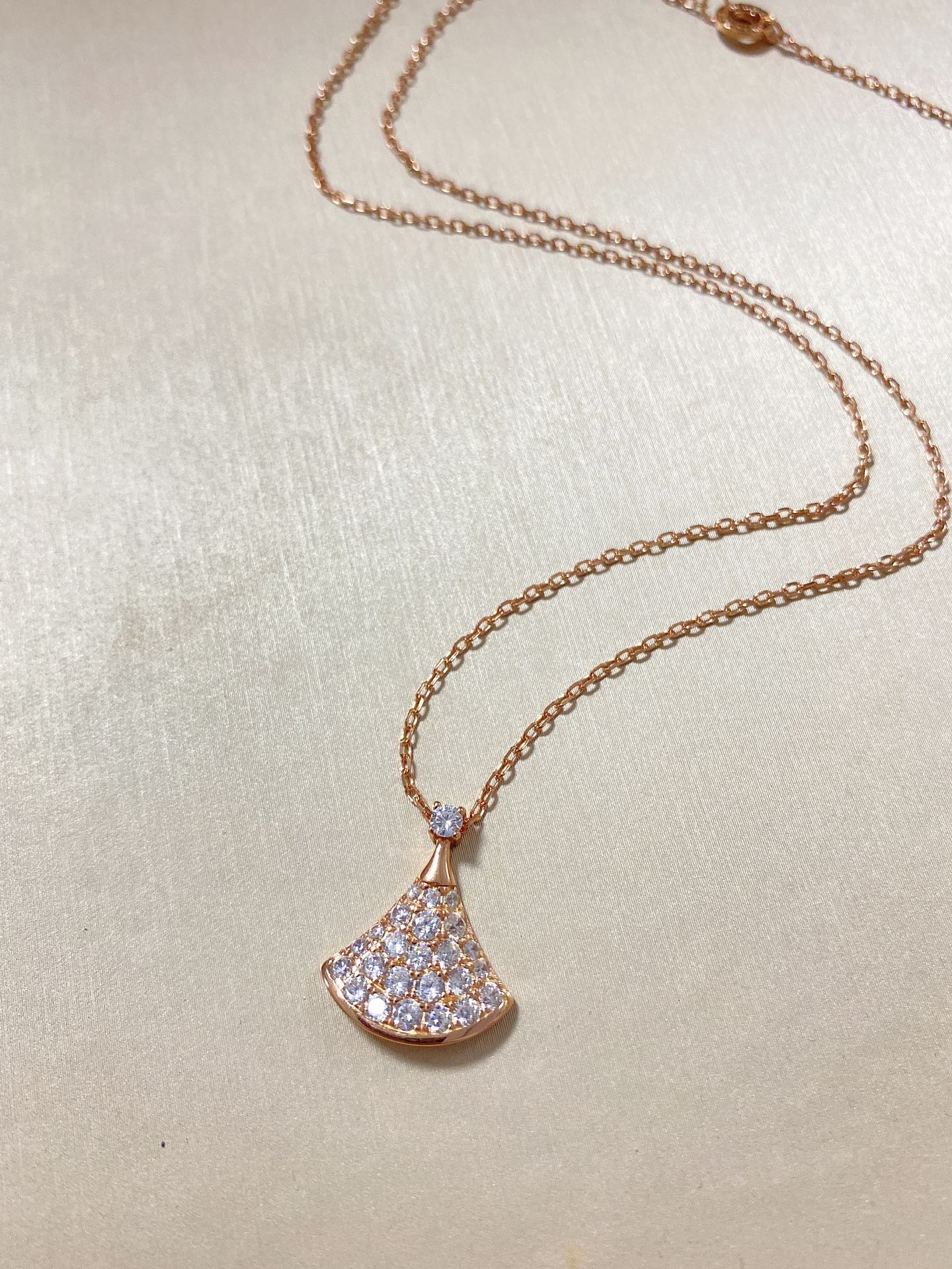 wsxc1789566325819_1 Bvlgari Full Rhinestone Skirt Pendant Necklace - Image 1