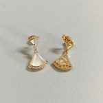 BV Mother of Pearl Long Dress Shaped Stud Earrings,Red/Green/White - Image 3