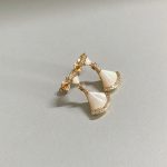 BV Mother of Pearl Long Dress Shaped Stud Earrings,Red/Green/White - Image 4