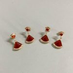 BV Mother of Pearl Long Dress Shaped Stud Earrings,Red/Green/White - Image 8