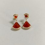 BV Mother of Pearl Long Dress Shaped Stud Earrings,Red/Green/White - Image 9