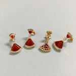 BV Mother of Pearl Long Dress Shaped Stud Earrings,Red/Green/White - Image 10