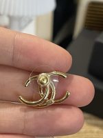 Chanel 26A Gold Tone Interlocking CC Stud Earrings - Image 5