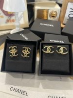 Chanel 26A Gold Tone Interlocking CC Stud Earrings - Image 6