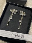 Chanel Clover Rhinestone Tassel Drop Earrings, Long Dangle Design