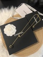 Chanel Style Gold Bead & White / Black CC Pearl Ball Pendant Necklace - Image 9