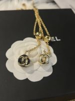 Chanel Style Gold Bead & White / Black CC Pearl Ball Pendant Necklace - Image 2