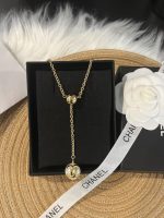 Chanel Style Gold Bead & White / Black CC Pearl Ball Pendant Necklace - Image 10