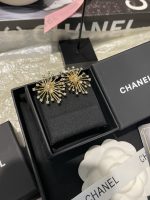 Chanel Full Pave Crystal Firework Stud Earrings, Gold / Silver Tone - Image 3