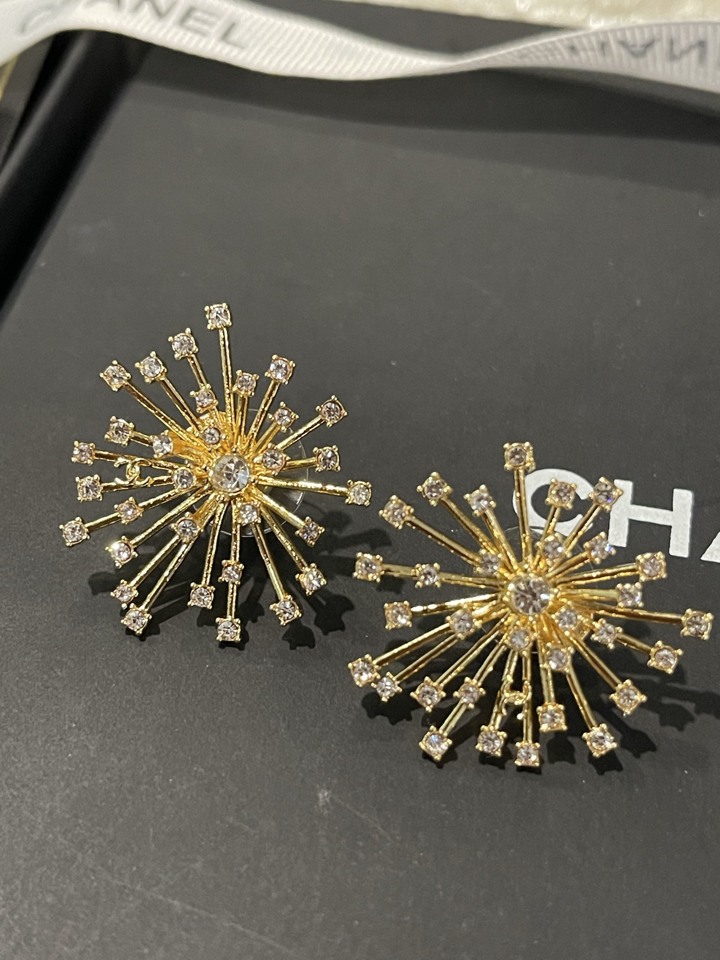 wsxc1789574092729_2 Chanel Full Pave Crystal Firework Stud Earrings, Gold / Silver Tone - Image 1