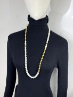 Chanel 26B Gold Bead & Faux Pearl Long Necklace, Sweater Chain Design - Image 5
