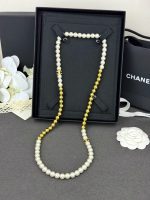Chanel 26B Gold Bead & Faux Pearl Long Necklace, Sweater Chain Design