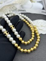 Chanel 26B Gold Bead & Faux Pearl Long Necklace, Sweater Chain Design - Image 2