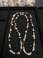 Chanel New Beach Series Amber & White Stone Beaded Long Sweater Chain Necklace - Image 4