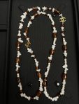 Chanel New Beach Series Amber & White Stone Beaded Long Sweater Chain Necklace