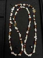 Chanel New Beach Series Amber & White Stone Beaded Long Sweater Chain Necklace