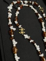 Chanel New Beach Series Amber & White Stone Beaded Long Sweater Chain Necklace - Image 2