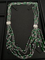 Chanel New Emerald Tassel Heavy-Duty Clear Square Crystal Multi-Layer Sweater Chain Necklace - Image 11