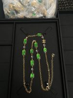 Chanel New Vintage Emerald Green Square Crystal Glass Beaded Long Sweater Chain Necklace - Image 13