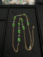 Chanel New Vintage Emerald Green Square Crystal Glass Beaded Long Sweater Chain Necklace - Image 10