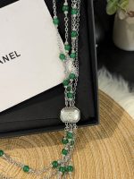 Chanel New Emerald Tassel Heavy-Duty Clear Square Crystal Multi-Layer Sweater Chain Necklace - Image 7