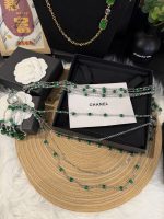 Chanel New Emerald Tassel Heavy-Duty Clear Square Crystal Multi-Layer Sweater Chain Necklace - Image 8