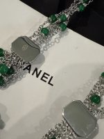 Chanel New Emerald Tassel Heavy-Duty Clear Square Crystal Multi-Layer Sweater Chain Necklace - Image 13