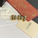 Chanel Classic CC Logo Gold/Silver Tone Stud Earrings 3-Pack (Oval/Square/Round) - Image 3