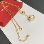 Chanel CC Logo Openwork Gold-Tone Ball Faux Pearl Pendant Necklace - Image 2