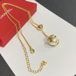Chanel CC Logo Openwork Gold-Tone Ball Faux Pearl Pendant Necklace - Image 3