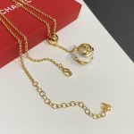 Chanel CC Logo Openwork Gold-Tone Ball Faux Pearl Pendant Necklace - Image 4