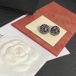 Chanel Black Paved Crystal Ball Stud Earrings (Sparkling Rhinestone Sphere) - Image 2