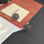 Chanel Black Paved Crystal Ball Stud Earrings (Sparkling Rhinestone Sphere) - Image 3