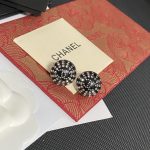 Chanel Black Paved Crystal Ball Stud Earrings (Sparkling Rhinestone Sphere) - Image 4
