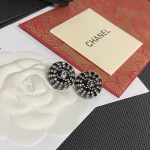 Chanel Black Paved Crystal Ball Stud Earrings (Sparkling Rhinestone Sphere)