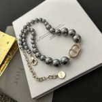 Dior Dark Grey Tahitian Faux Pearl Necklace (Vintage CD Clasp Choker) - Image 2