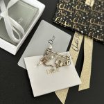 Dior Vintage Silver Safety Pin Brooch with Eiffel Tower & Arc de Triomphe Charms (Faux Pearl Dangles)