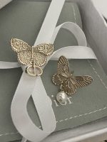 Dior Vintage Hollow-out Butterfly Earrings (Asymmetrical CD Logo & Faux Pearl Drop Studs) - Image 4