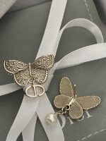 Dior Vintage Hollow-out Butterfly Earrings (Asymmetrical CD Logo & Faux Pearl Drop Studs) - Image 5
