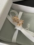 Dior Luxury Paved Crystal Six-Pointed Star Stud Earrings (Sparkling Compass Rose Gold Tone Earrings)