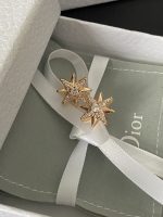 Dior Luxury Paved Crystal Six-Pointed Star Stud Earrings (Sparkling Compass Rose Gold Tone Earrings)