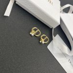 Dior CD Logo Earrings with Faux Pearl - 14K Gold Plated Brass Hypoallergenic 925 Silver Post Drop Earrings - Image 3