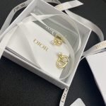 Dior CD Logo Earrings with Faux Pearl - 14K Gold Plated Brass Hypoallergenic 925 Silver Post Drop Earrings - Image 5