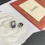 Chanel CC Logo Stud Earrings (Vintage Oval Pebble Shape Minimalist Earrings) - Image 3