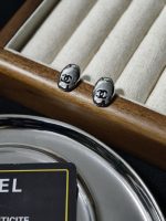 Chanel CC Logo Stud Earrings (Vintage Oval Pebble Shape Minimalist Earrings) - Image 4
