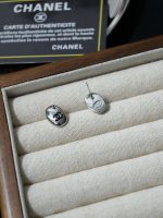 Chanel CC Logo Stud Earrings (Vintage Oval Pebble Shape Minimalist Earrings) - Image 5
