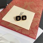 Chanel CC Logo Vintage Black & Gold Tone Square Stud Earrings