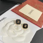 Chanel CC Logo Vintage Black & Gold Tone Square Stud Earrings - Image 6