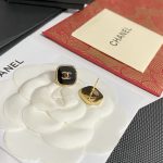 Chanel CC Logo Vintage Black & Gold Tone Square Stud Earrings - Image 7