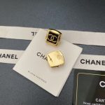 Chanel Black & Gold Tone CC Logo 3D Square Stud Earrings (Gold Plated, 925 Silver Post) - Image 4